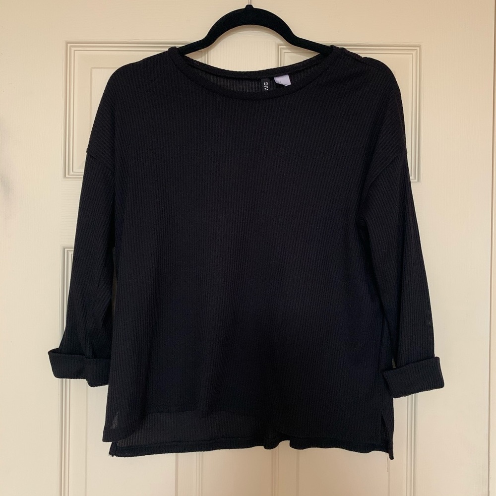 H&M Black Ribbed Long Sleeve Top size S